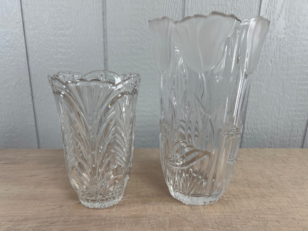 Vintage Full Lead Crystal Vase Choose From Mikasa Scalloped Edge Cut Crystal or Block Crystal