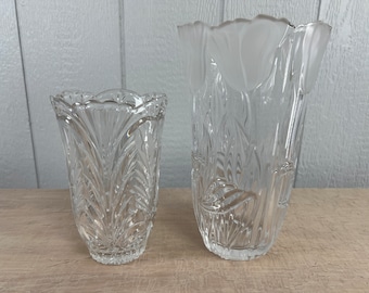 Vintage Full Lead Crystal Vase | Choose From: Mikasa Scalloped Edge Cut Crystal Or Block Crystal Tulip Vase