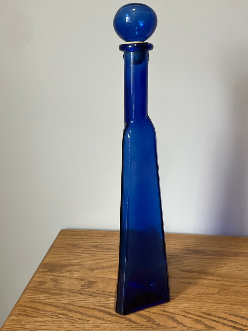 Vintage Cobalt Blue Wine Bottle/decanters W/glass Stoppers Etsy