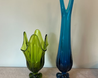 Viking Epic 4-toed Glass Vase | Choose From: 4 Toed Bluenique Swung Vase Or 4 Toed Emerald Green Handkerchief Vase