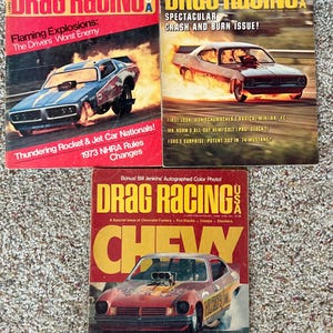 Vintage Drag Racing Magazine | Choose From: Jan 73, Dec 73, Or April 74 | A Lopez Publication | Vintage Advertising