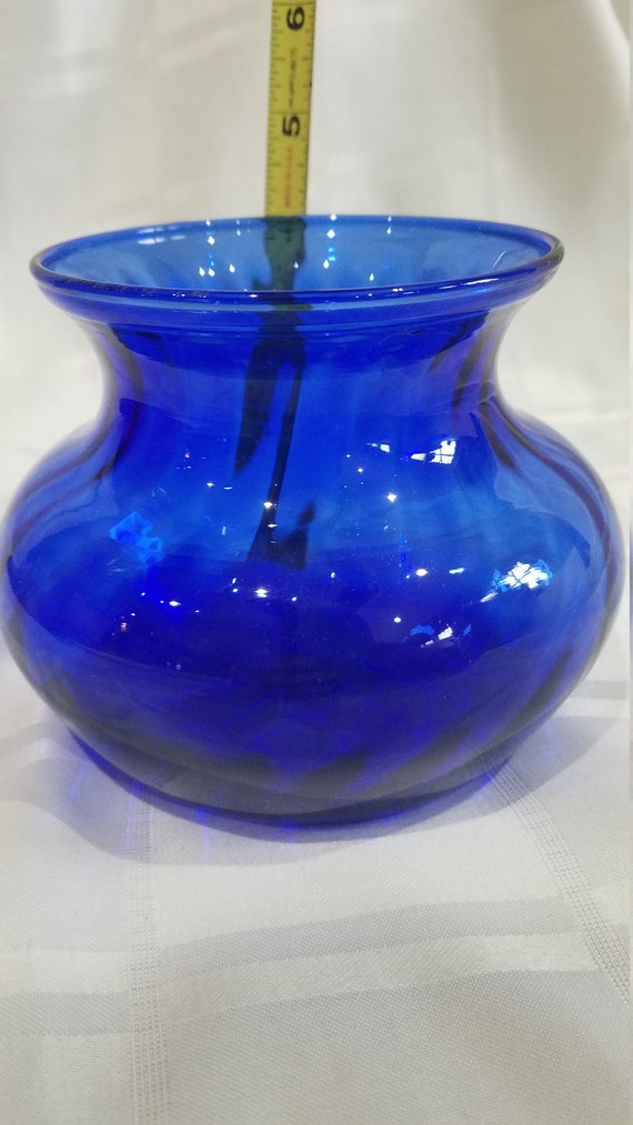 Vintage Indiana Glass Co Cobalt Blue Glass Vase Etsy