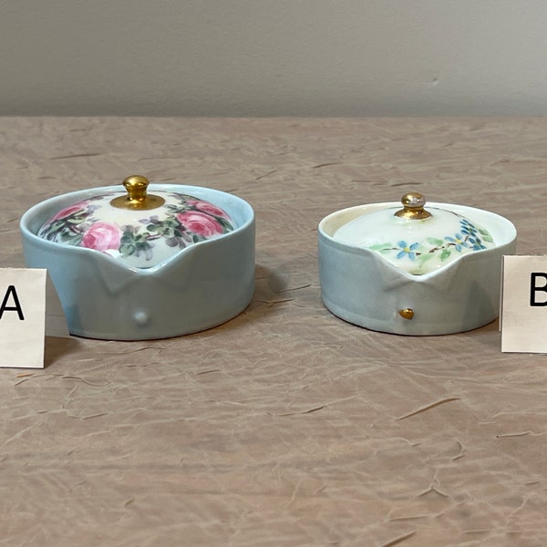 Mid-Century Rosenthale Porcelain Pill/Button/Trinket Box | Choose From: Rosenthale(Bavaria) Rose Floral Or RC(Bavaria) Blue Floral