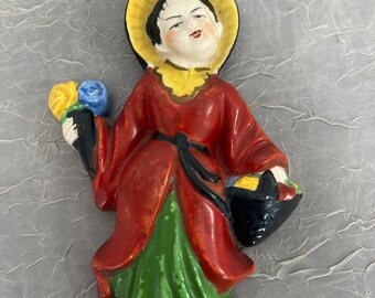 日本の伝統的な女性の絵柄 瓦5枚セット Vintage Japanese Porcelain | Choose From: Geisha W/fan