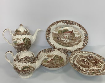 Johnson Brothers-Heritage Hall Serving Pieces | Choose From:Teapot w/lid, Coffee Pot w/lid, Vegetable Bowl w/lid, Vegetable Bowl, Or Platter
