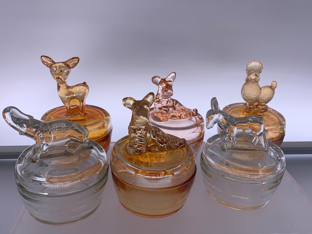 Vintage Glass Powder/trinket Jar Various Colors Choose From