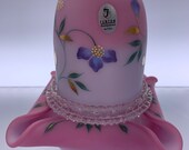 Rare Fenton Hand Painted Periwinkle On Blue Burmese 3-Piece Fairy Lamp 1545 of 1950 Signed by Frank M Fenton Bill Fenton