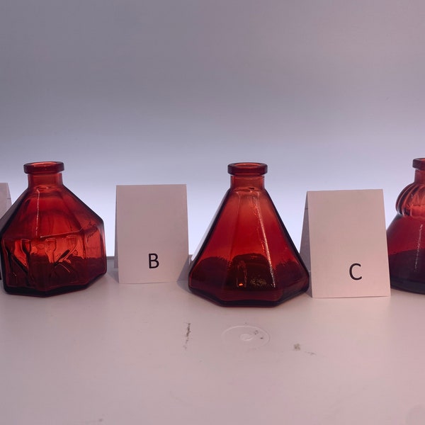 Vintage Ruby Red Glass Ink Well | Choose From: Ink Well A, Ink Well B, Or Ink Well C