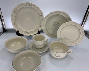 Vintage Pfaltzgraff Stoneware Gray & White Floral &quot;Heirloom&quot; Dinnerware | Choose By The Piece | Many To Choose From