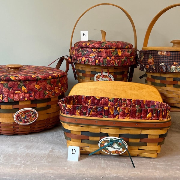 Longaberger Shades of Autumn Baskets | Choose From: 1995 Basket of Plenty,  1996 Maple Leaf or 1998 Baker's Bounty