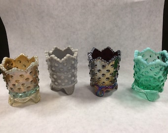 Fenton Hobnail Toothpick Holder | 3-footed | Sawtooth Edges | Circa 1960s