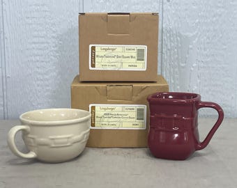 Vintage Longaberger Woven Traditions Pottery Mug | Choose From: Paprika Soft Square Mug Or 2008 Hostess Appreciation Cappuccino Cup w/Saucer