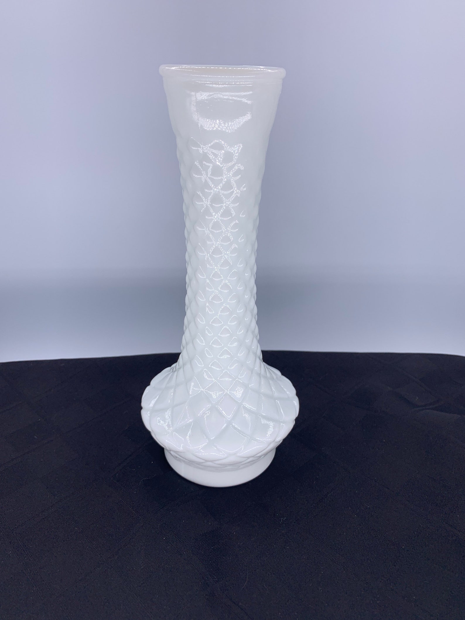 Randall White Milk Glass Diamond Quilted Pattern Vase 9 Etsy
