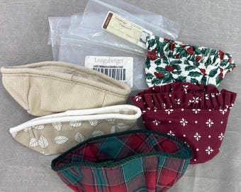 Longaberger Booking Basket Fabric Liners | Choose From: Oregano Fabric Liners Or Tarragon Fabric Liners- Holly Oatmeal Stone Red Plaid