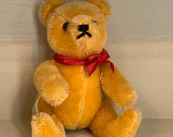 Vintage Hermann Teddy Original Miniature 5in Gold Mohair Teddy