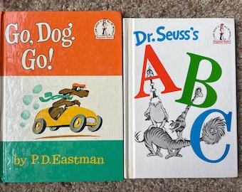 Set of 2 1960s Dr Seuss Books | Includes: Go, Dog Go! & Dr. Seuss's ABC | I can Read It All By Myself Beginner Books