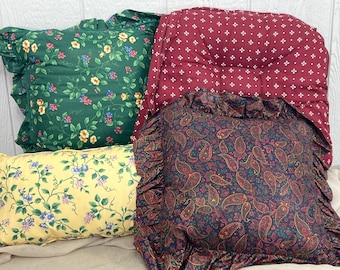 Longaberger Fabric Pillows | Choose From: Father's Day Paisley Throw Pillow, Emerald Vine, Yellow Vine, Or Traditional Red Seat Cushion