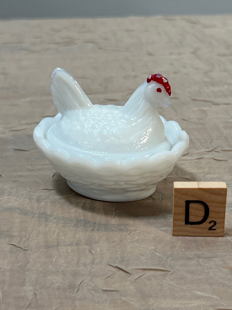 Vintage Glass Hen on Nest I Choose From: Kemple Duck, Imperial Bird, Small Westmoreland Hen, Or 2 Mini Westmoreland Hen Options Opt.D-MiniPaintedHen