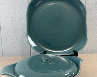 American Modern Russell Wright Seafoam by Steubenville Hostess | Choose From: 13" Chop Plate Or Round Covered Vegetable