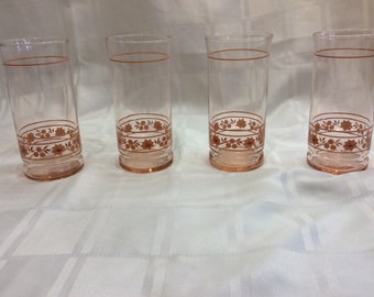Vintage Libbey Pink/Blush Tumbler | 16oz | Set of 7 | Circa 1970s