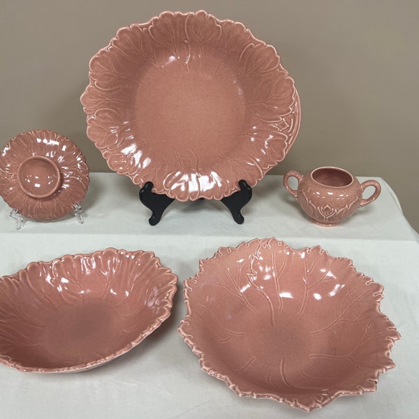 Steubenville Woodfield "Salmon Pink" Hostess | Choose From: Oval Platter, Oval Veg Bowl, Salad Server Bowl Footed Sugar, Or Lid for Canister