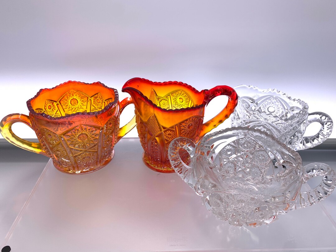 Pressed Glass Creamer & Open Sugar Set Choose From Indiana Glass
