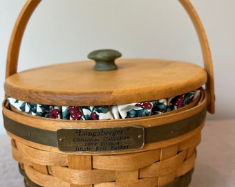 【希少】Longaberger 1994 キャンドルバスケット ライナー付 Longaberger Christmas Collection Baskets | Choose From: 94 Red or