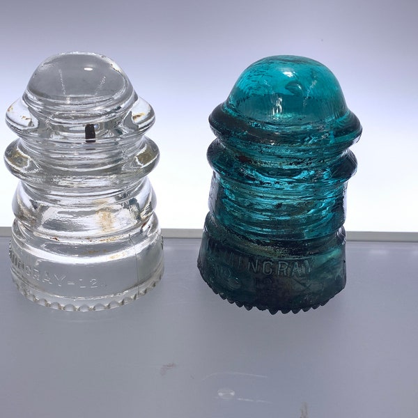Hemingray Glass Telegraph Insulator #12 | Choose From: Aqua w/Patent Date May 2 1893 Or Clear Marked Made in USA 4-41