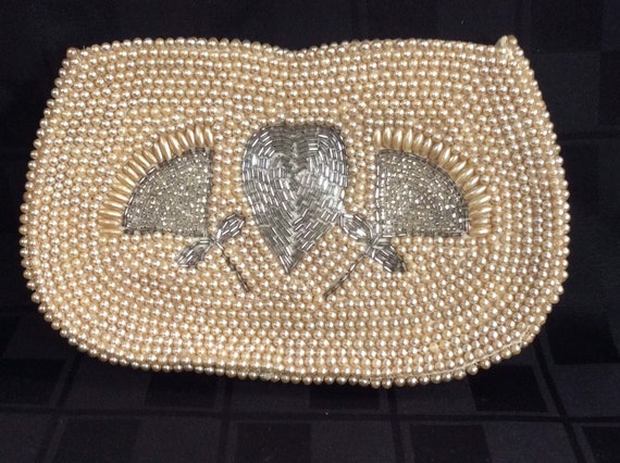 Vintage Beaded Purse Clutch Hand Bag | Opalescent… - image 1