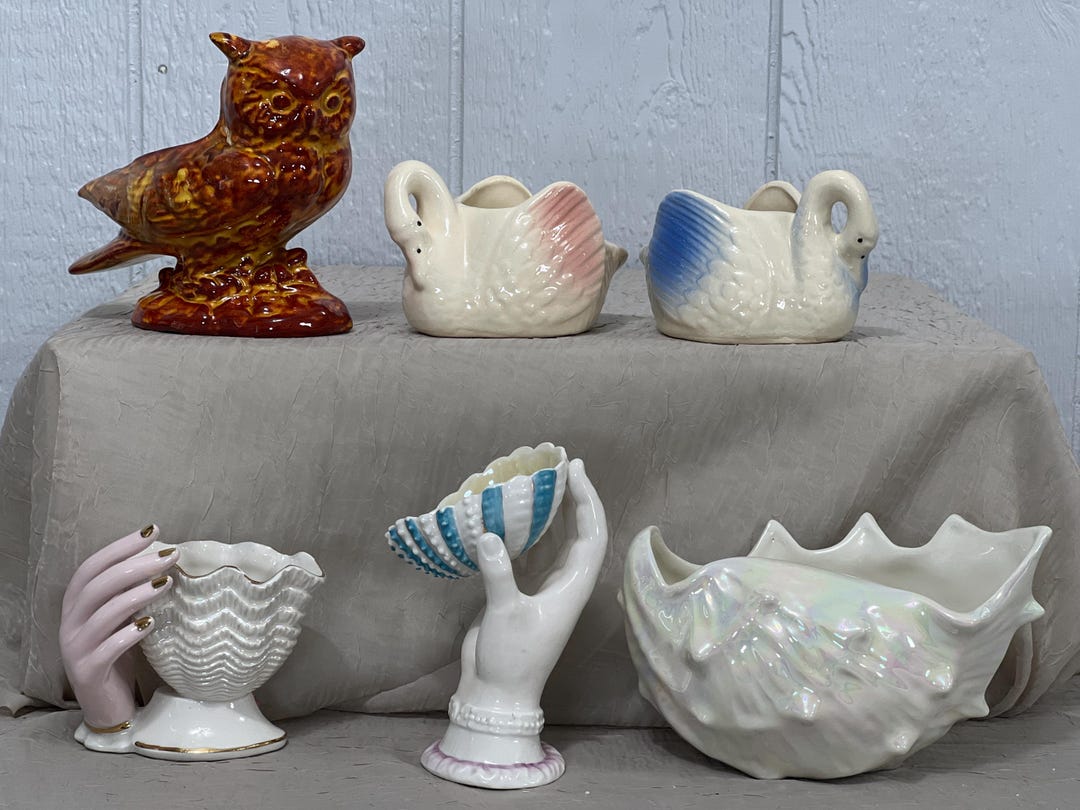 Vintage Figural Planter | Choose From: Owl, Pink Swan, Blue Swan, Side ...