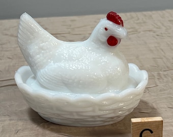 Vintage Glass Hen on Nest I Choose From: Kemple Duck, Imperial Bird, Small Westmoreland Hen, Or 2 Mini Westmoreland Hen Options