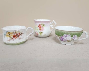 Vintage Floral Lady's Shaving Mug | Choose From: Pink/Yellow Floral, Green Rim w/Purple Roses, Or Green/Pink Floral