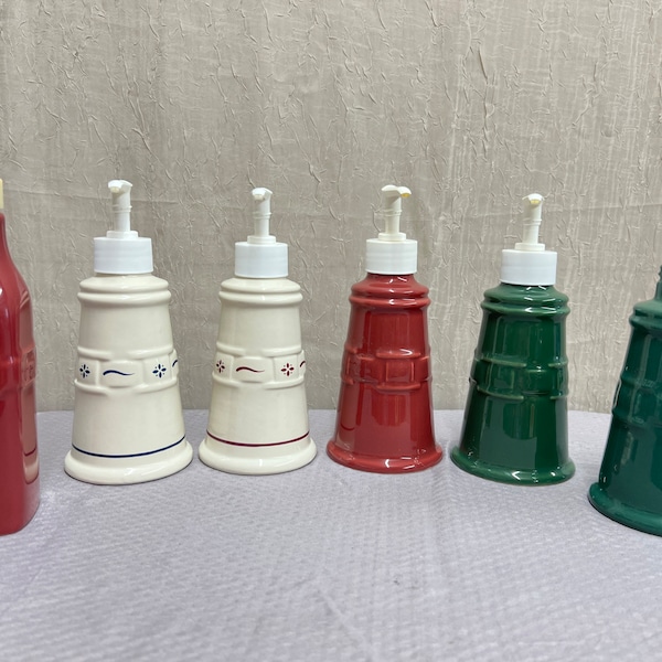 Longaberger Pottery Woven Traditions Soap/Lotion Dispensers | Choose From: Paprika, Classic Blue, Red, Or Ivy