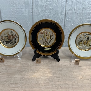 The Art of Chokin Black 24kt Gold Edged Plate Japan 4” World