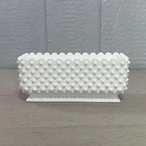 Vintage Fenton Hobnail Milk Glass 10" Rectangular Scalloped Planter | Milk Glass | Unmarked