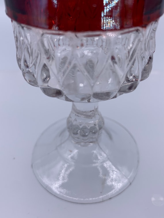 Vintage Ruby Red Stained Souvenir Pressed Glass Shot Glass