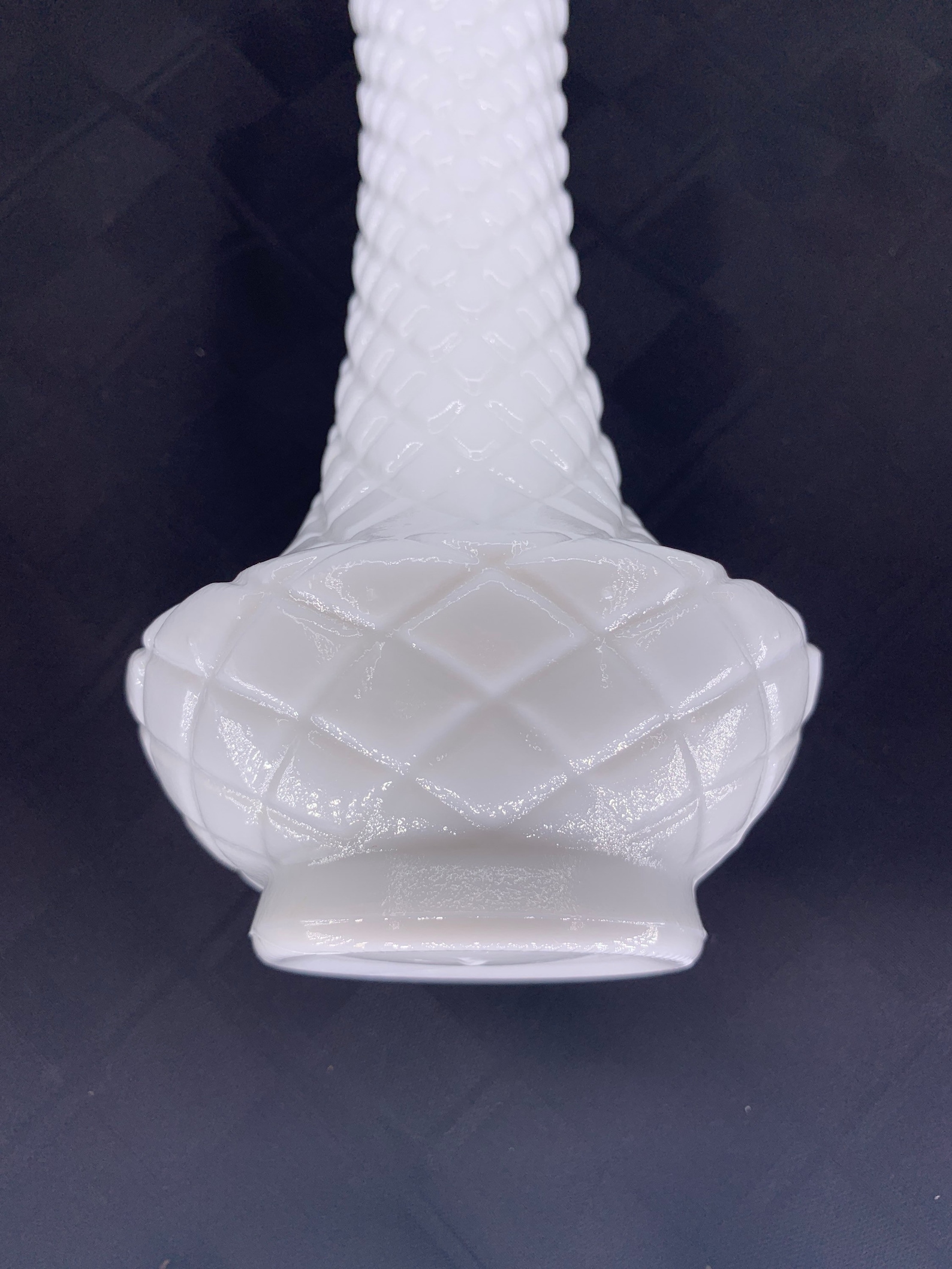 Randall White Milk Glass Diamond Quilted Pattern Vase 9 Etsy