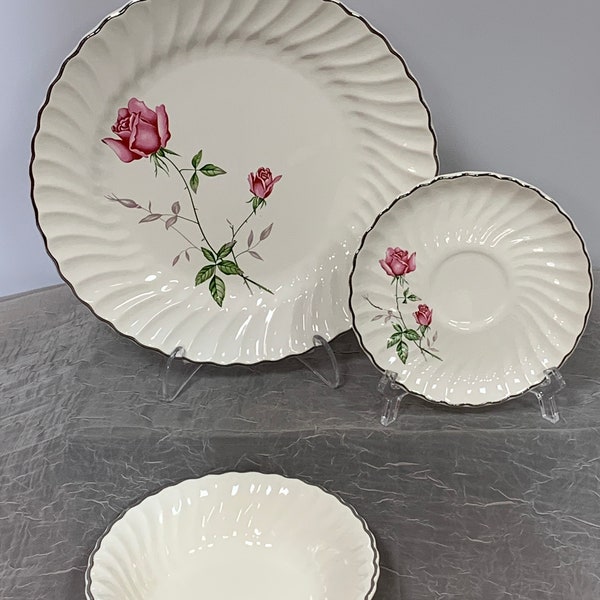 Scio Pottery Dorset(Pink Roses) Pattern | Choose From: Dinner Plate, Salad Plate, Bread/Butter, Soup Bwl, Or Saucer