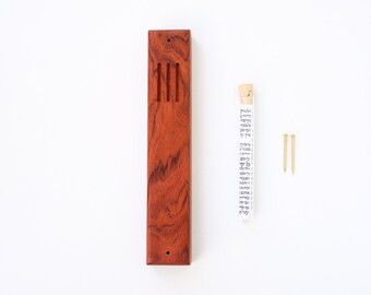 Mezuzah Case (M-650) - Bubinga Wood - with free scroll and free shipping