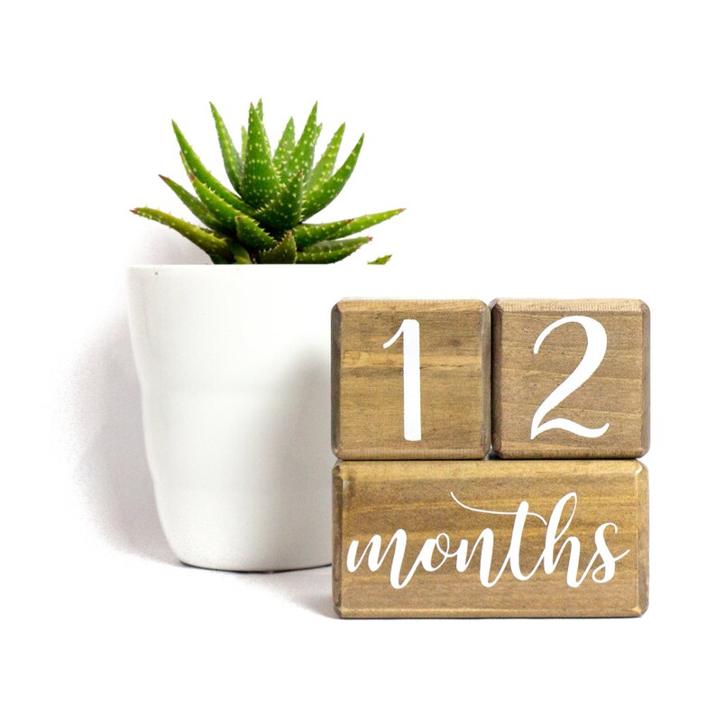 Baby Age Blocks Solid Wood Months Weeks Years Grade Etsy