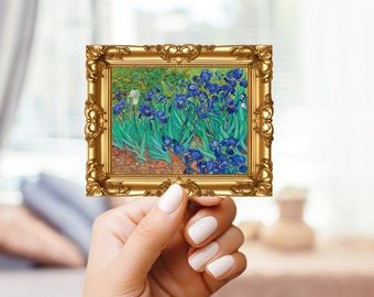 Irises by vincent van gogh in frame sticker - for art lovers, water bottle, cellphone, case, laptop, weatherproof, artwork, art prints