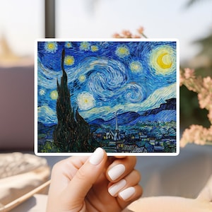 Vincent van gogh&#39;s the starry night sticker | for water bottle, hardhat, skateboard, laptop, phone case, weatherproof, vinyl sticker