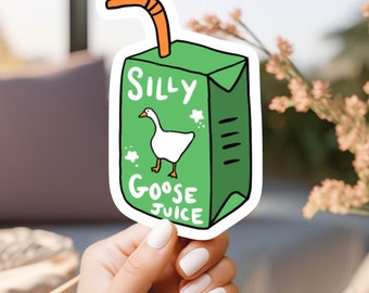 Silly goose sticker | silly goose juice, silly goose sticker, funny meme vinyl sticker for laptop, stanley, hardhat, skateboard, notebook