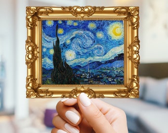 The starry night vincent van gogh in frame sticker - for art lovers, water bottle, cellphone, case, laptop, weatherproof, vincent van gogh