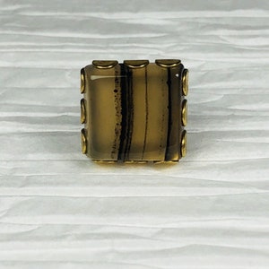 Mens Tigers Eye Tie Tack Lapel Pin Square Golden Formal Gift for Him Tie Accessory