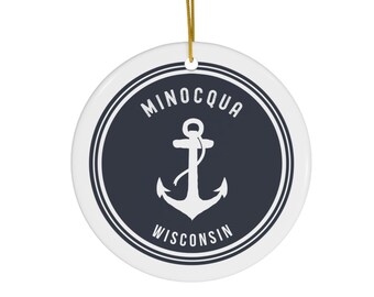 Minocqua Wisconsin Ornament, Minocqua WI Gift, Minocqua Home, Minocqua Souvenir, Minocqua Trip, House Warming Gift, Minocqua Wedding