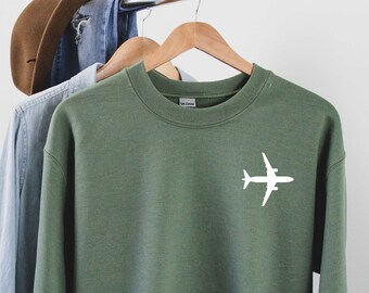 Airplane Sweatshirt, Airplane Sweater, Airplane Shirt, Airplane Crewneck, Gift for Pilot, Gift for Traveler, Unisex, Trendy, Travel Lover