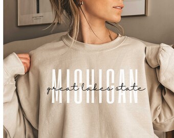 Michigan Sweatshirt, Michigan Crewneck, Michigan Shirts for Women, Michigan Gifts, Michigan Shirt Women, Michigan Sweater, Unisex