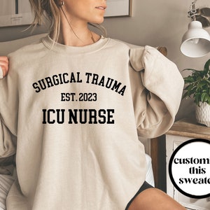 Surgical Trauma Intensive Care Unit Nurse Crewneck Sweatshirt, Surgical Trauma ICU Sweater, Gift for STICU nurse, Unisex, Customizable