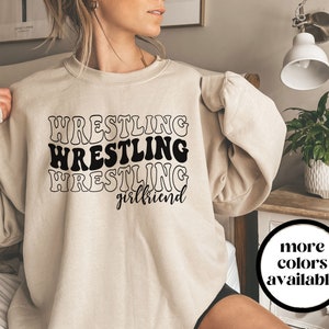 Wrestling Girlfriend Sweatshirt, Wrestling Girlfriend Shirt, Wrestling Girlfriend Gift,Team Sweatshirt for Wrestling,Unisex Crewneck Sweater